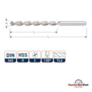 HSS Houtspiraalboor DIN340 TLS ø5,0x87x132 / in etui